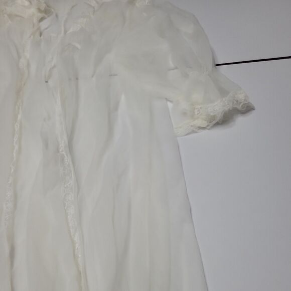 CAPRI Originals Robe Slip Set Womens Small Dress Cream Sleeveless Lace Butterfly - Picture 10 of 13